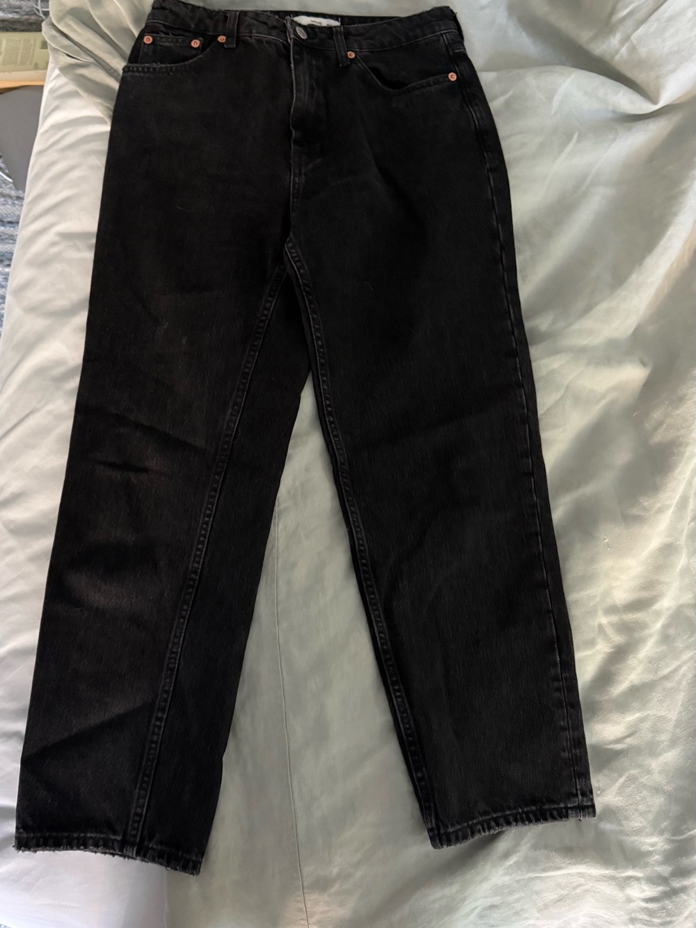 Mango Women's High-Rise Black Straight Jeans